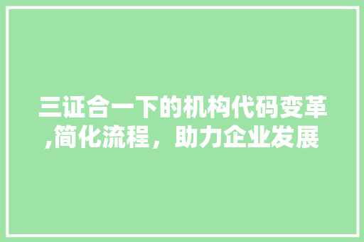 三证合一下的机构代码变革,简化流程，助力企业发展