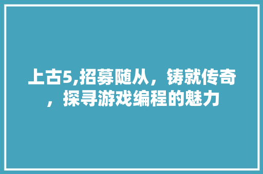 上古5,招募随从，铸就传奇，探寻游戏编程的魅力