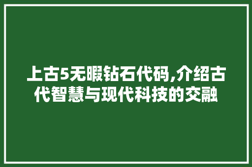 上古5无暇钻石代码,介绍古代智慧与现代科技的交融