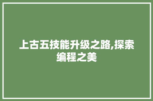 上古五技能升级之路,探索编程之美