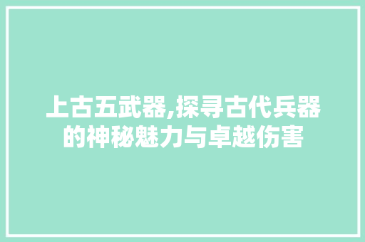 上古五武器,探寻古代兵器的神秘魅力与卓越伤害 Webpack