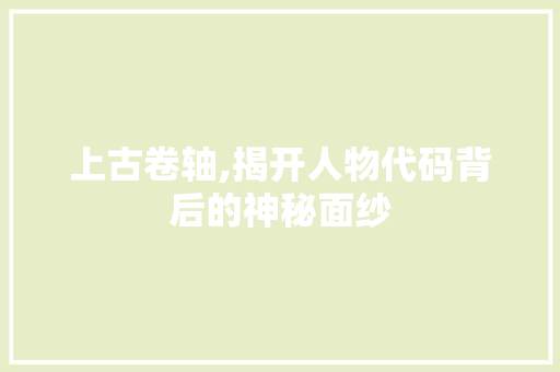 上古卷轴,揭开人物代码背后的神秘面纱