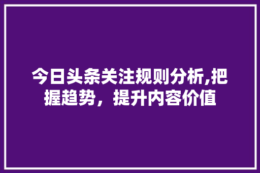 今日头条关注规则分析,把握趋势，提升内容价值