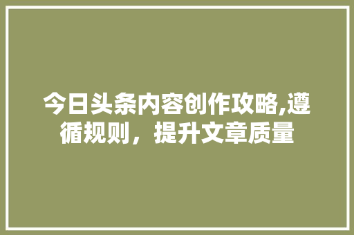 今日头条内容创作攻略,遵循规则，提升文章质量