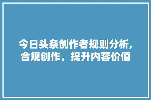 今日头条创作者规则分析,合规创作，提升内容价值 Webpack