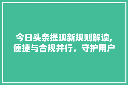 今日头条提现新规则解读,便捷与合规并行，守护用户资金安全