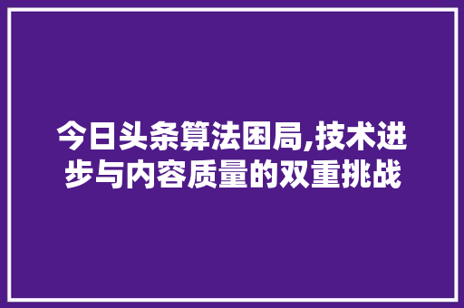 今日头条算法困局,技术进步与内容质量的双重挑战