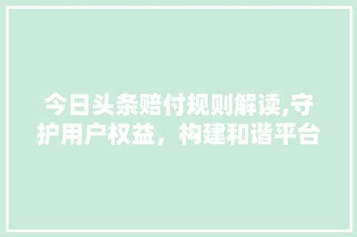 今日头条赔付规则解读,守护用户权益，构建和谐平台