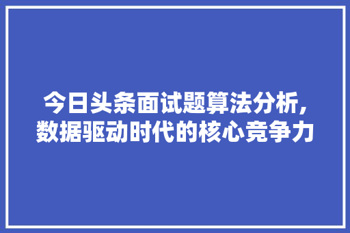 今日头条面试题算法分析,数据驱动时代的核心竞争力