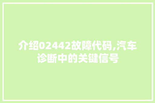 介绍02442故障代码,汽车诊断中的关键信号