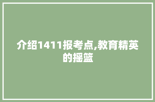 介绍1411报考点,教育精英的摇篮