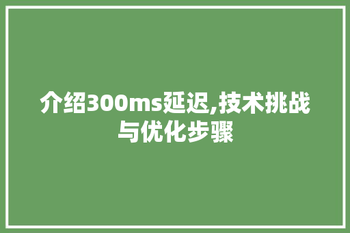 介绍300ms延迟,技术挑战与优化步骤