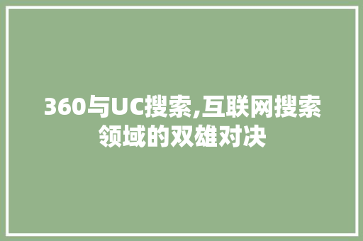 360与UC搜索,互联网搜索领域的双雄对决