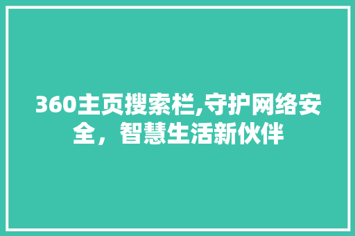 360主页搜索栏,守护网络安全，智慧生活新伙伴