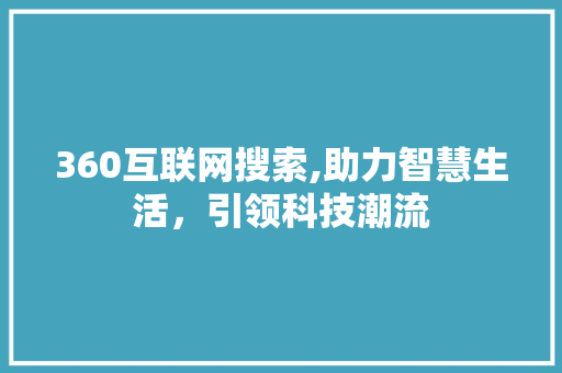 360互联网搜索,助力智慧生活，引领科技潮流