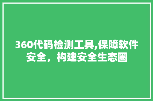 360代码检测工具,保障软件安全，构建安全生态圈