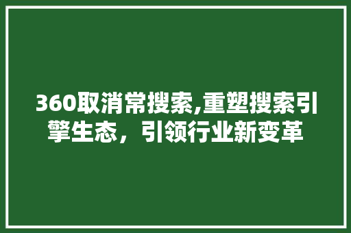 360取消常搜索,重塑搜索引擎生态，引领行业新变革