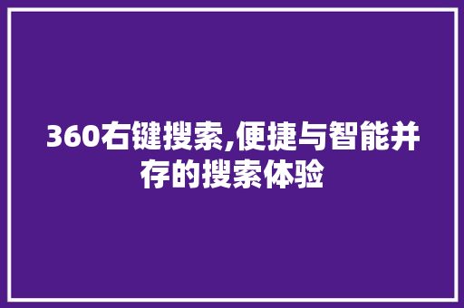 360右键搜索,便捷与智能并存的搜索体验