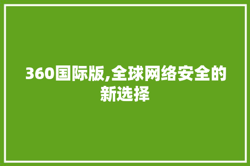 360国际版,全球网络安全的新选择