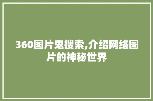 360图片鬼搜索,介绍网络图片的神秘世界