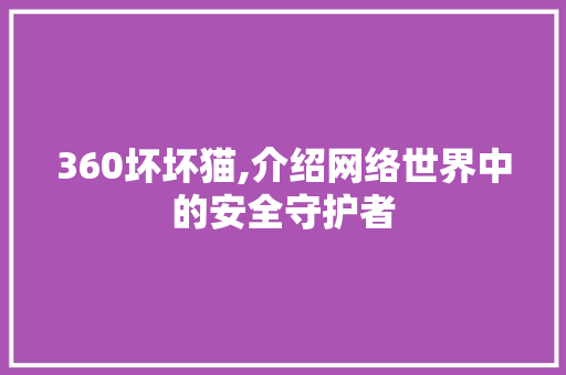 360坏坏猫,介绍网络世界中的安全守护者