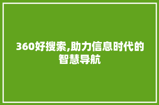 360好搜索,助力信息时代的智慧导航