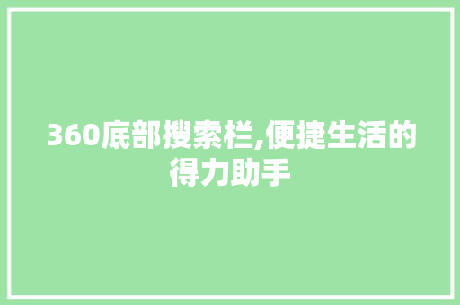 360底部搜索栏,便捷生活的得力助手