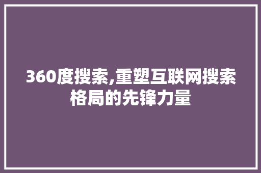 360度搜索,重塑互联网搜索格局的先锋力量