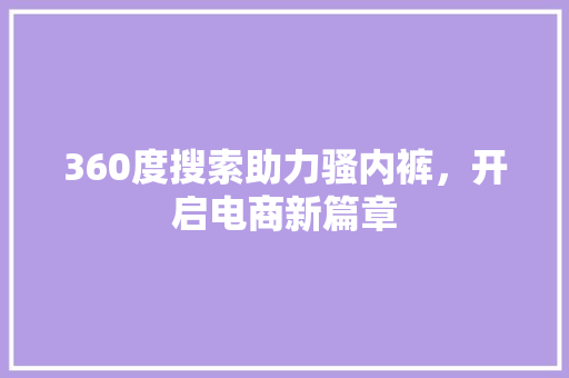 360度搜索助力骚内裤，开启电商新篇章