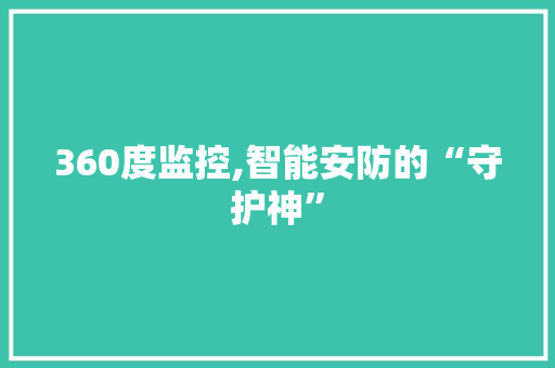 360度监控,智能安防的“守护神”