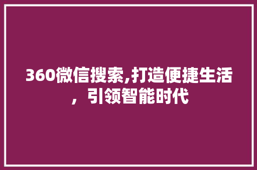 360微信搜索,打造便捷生活，引领智能时代