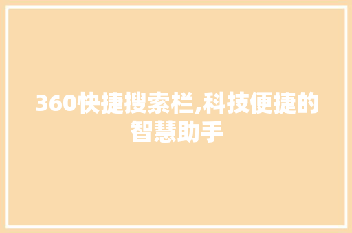 360快捷搜索栏,科技便捷的智慧助手