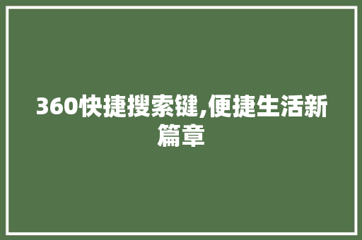 360快捷搜索键,便捷生活新篇章