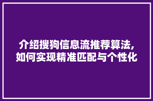 介绍搜狗信息流推荐算法,如何实现精准匹配与个性化体验