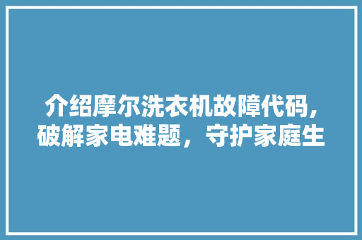 介绍摩尔洗衣机故障代码,破解家电难题，守护家庭生活