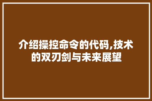 介绍操控命令的代码,技术的双刃剑与未来展望