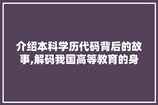 介绍本科学历代码背后的故事,解码我国高等教育的身份标识