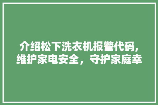 介绍松下洗衣机报警代码,维护家电安全，守护家庭幸福