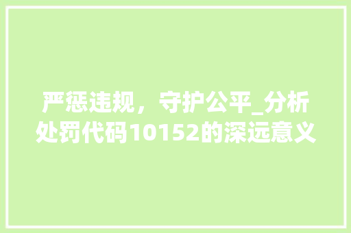 严惩违规，守护公平_分析处罚代码10152的深远意义