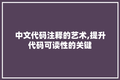 中文代码注释的艺术,提升代码可读性的关键