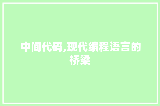 中间代码,现代编程语言的桥梁