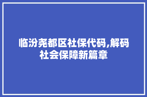 临汾尧都区社保代码,解码社会保障新篇章