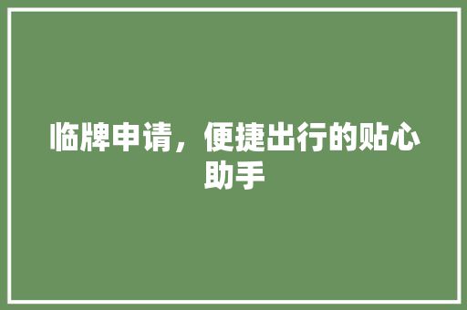 临牌申请，便捷出行的贴心助手