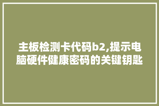 主板检测卡代码b2,提示电脑硬件健康密码的关键钥匙