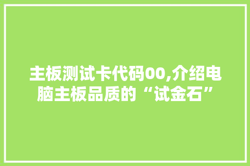 主板测试卡代码00,介绍电脑主板品质的“试金石”