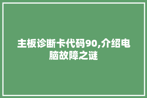 主板诊断卡代码90,介绍电脑故障之谜