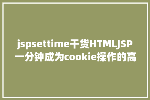 jspsettime干货HTMLJSP一分钟成为cookie操作的高手 NoSQL