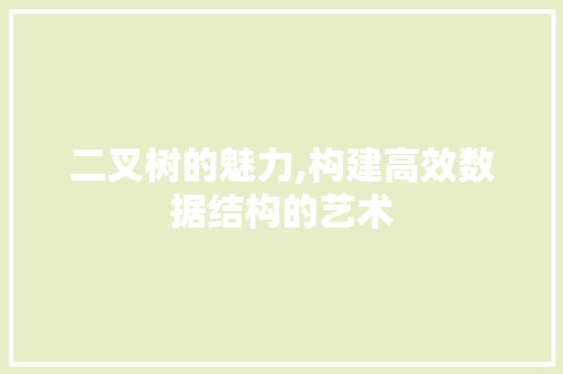 二叉树的魅力,构建高效数据结构的艺术