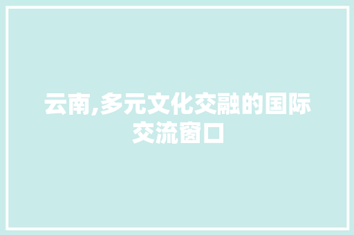 云南,多元文化交融的国际交流窗口