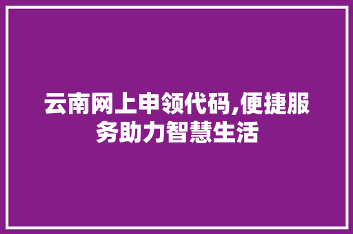 云南网上申领代码,便捷服务助力智慧生活